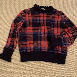 JCrew Crewcuts plaid sparkle sweater, size 6-7